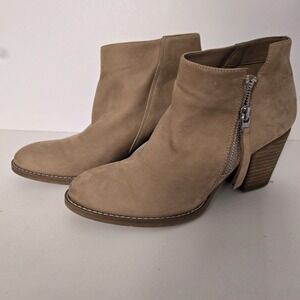 Sam Edelman 7.5 Suede Bootie Macon Camel Ankle Boot Side Zip‎ Block Heel Western